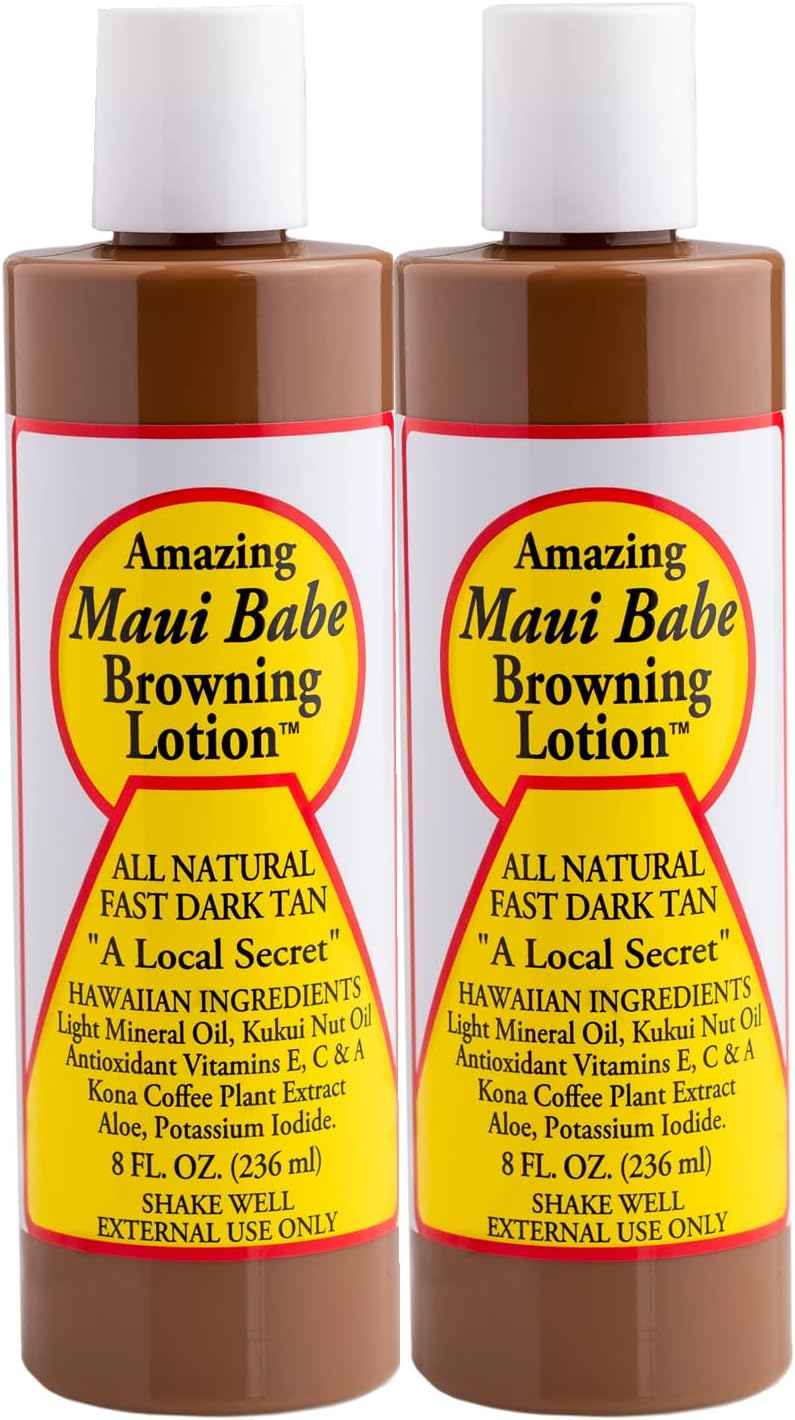 Maui Babe Tanning and Browning Lotion - 8 Ounces (Pack of 2) - All Natural Fast Dark Tan - Image 1